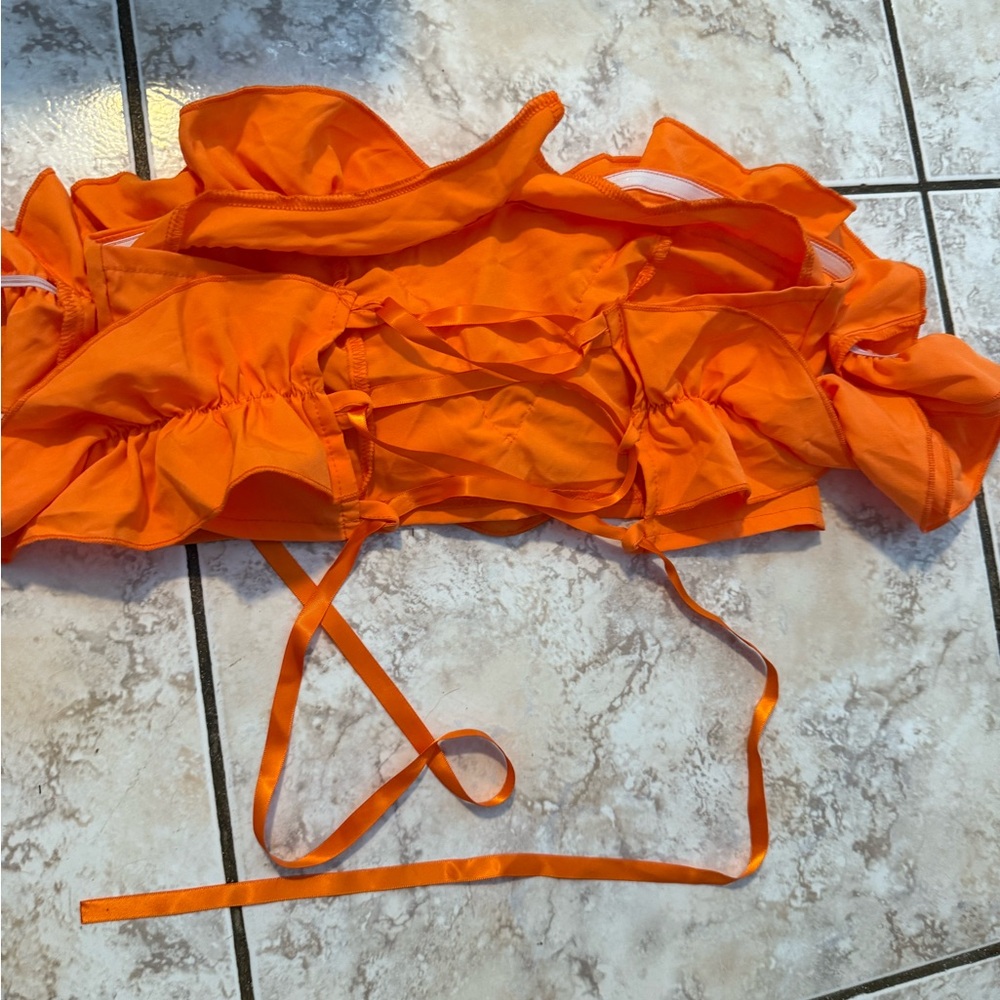 Orange Ruffled Crop Top - Picture 2 of 2